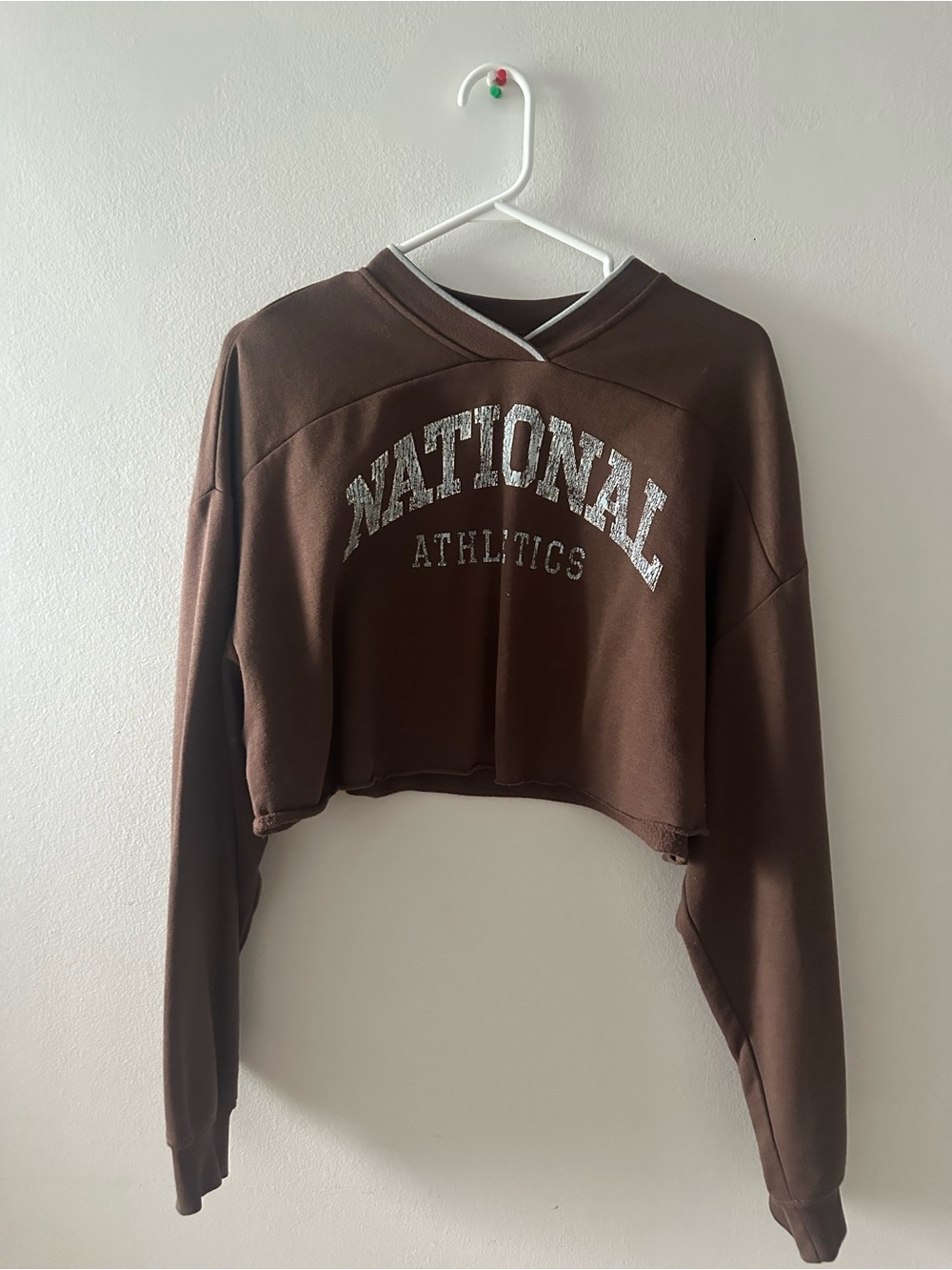 Brown Graphic Crop Pullover Size L